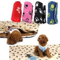 6070cm pet dog cat blanket soft double sided velvet absorbent bath towel non slip paw print mat car wiping cloth puppy supplies