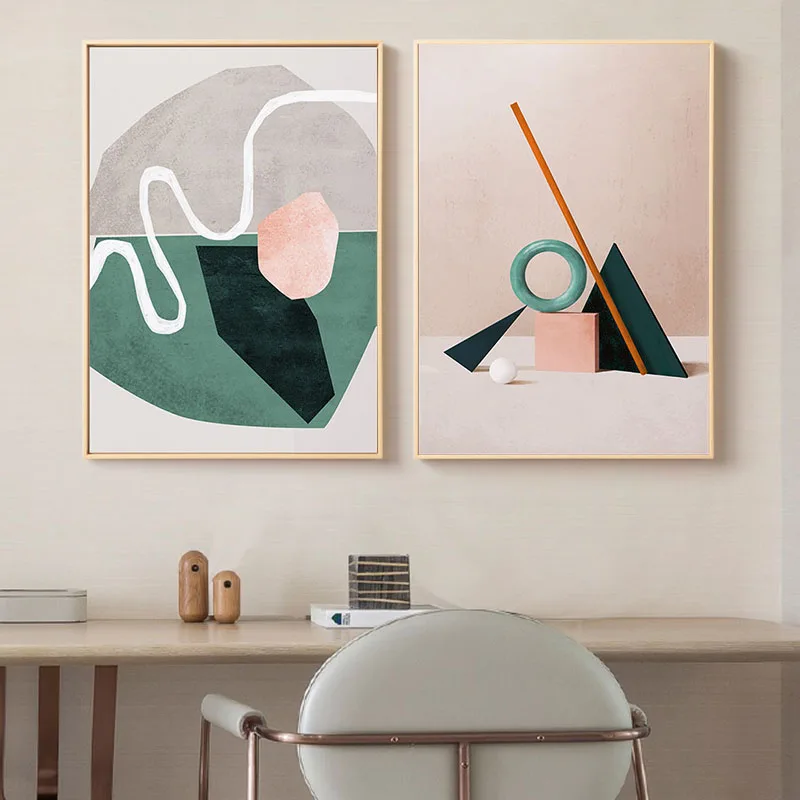 

Абстрактные геометрические картины на холсте, минималистичные зеленые постеры и скандинавские принты, настенные картины для гостиной, укр...