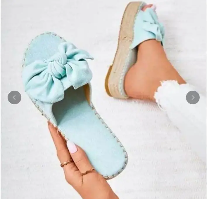 

2021 Hemp rope platform bow slippers fashion sandals for women 1kb137