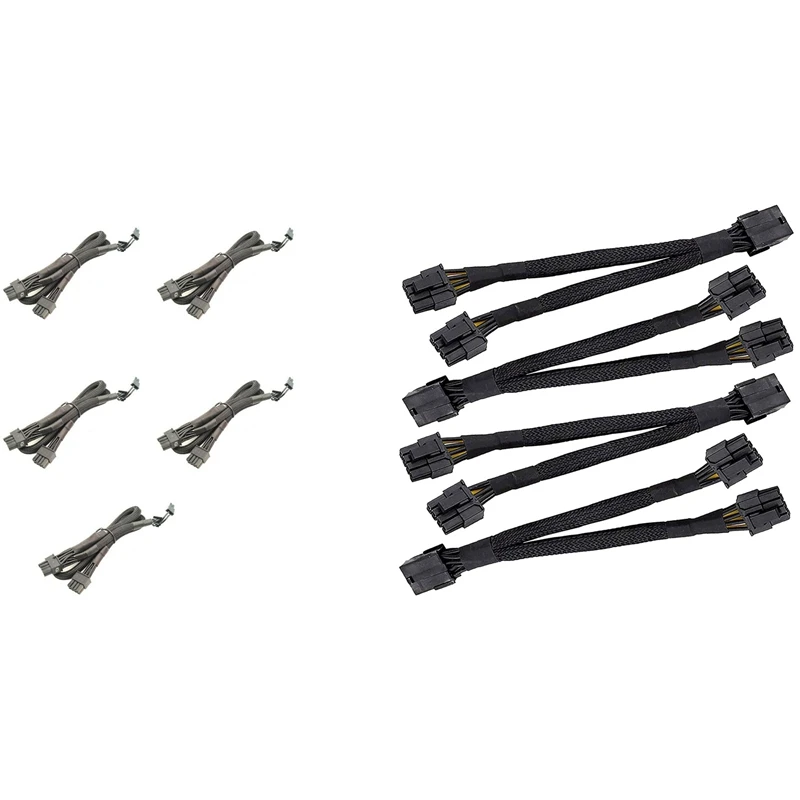 

4 шт., 8-контактный разветвитель видеокарты PCI-E PCI Express и 5-контактный модульный кабель источника питания Pcie 8-контактный на 2 порта 6 + 2-контактн...