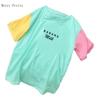 harajuku women t shirt banana milk letter printed streetwear funny casual summer tee shirt femme tumblr hipster spell color tops