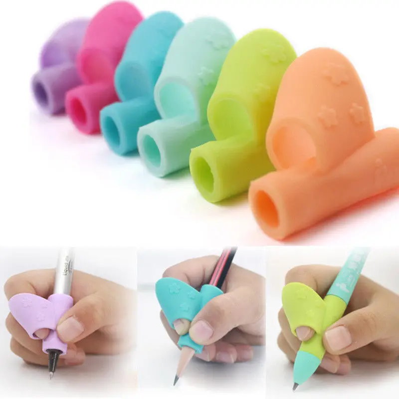 1/3Pc New Arrival Pencil Grasp Orthodontic Quality Siliconehold Pen Device Child Student Corrected Pencil Grip Loop Color Random