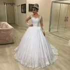 Кружевное свадебное платье-трапеция Verngo с длинным рукавом и бусинами, в стиле Саудовской Аравии, блестящее Тюлевое винтажное свадебное платье, свадебное платье