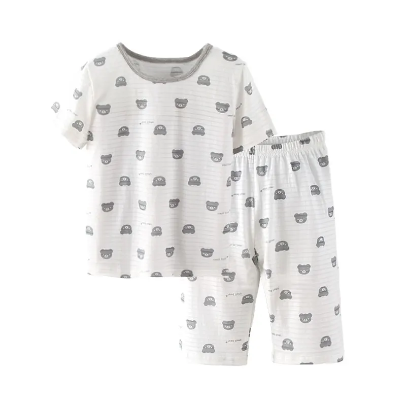 

Child Homewear Set Pajamas Boy Girl Nightgown Baby Cotton Short Sleeve Homewear Set Cartoon Bear Printed 3-15Y Baby Pyjamas Set