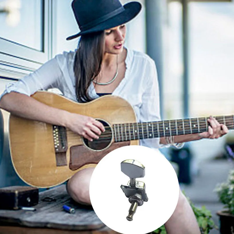 1 Set Hot Selling Guitar String Button 6Pcs Acoustic Guitar Tuning Pegs Tuners Machine Heads Chrome Electric Part 3R3L