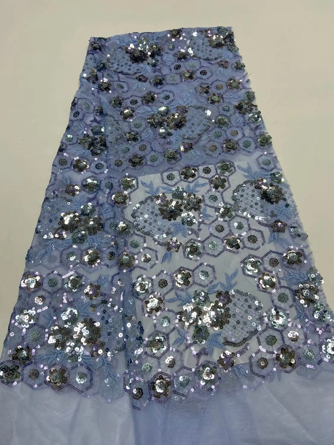 

African Net Lace French Sequin Fabric Nigerian Lace Tulle Sequins Mesh French Lace Fabric Beautiful Fabric For Dress