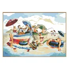 Наборы для вышивки крестом для пляжной вечеринки 11CT 14CT, холст с принтом, вышивка с наборы ниток, все для рукоделия сделай сам