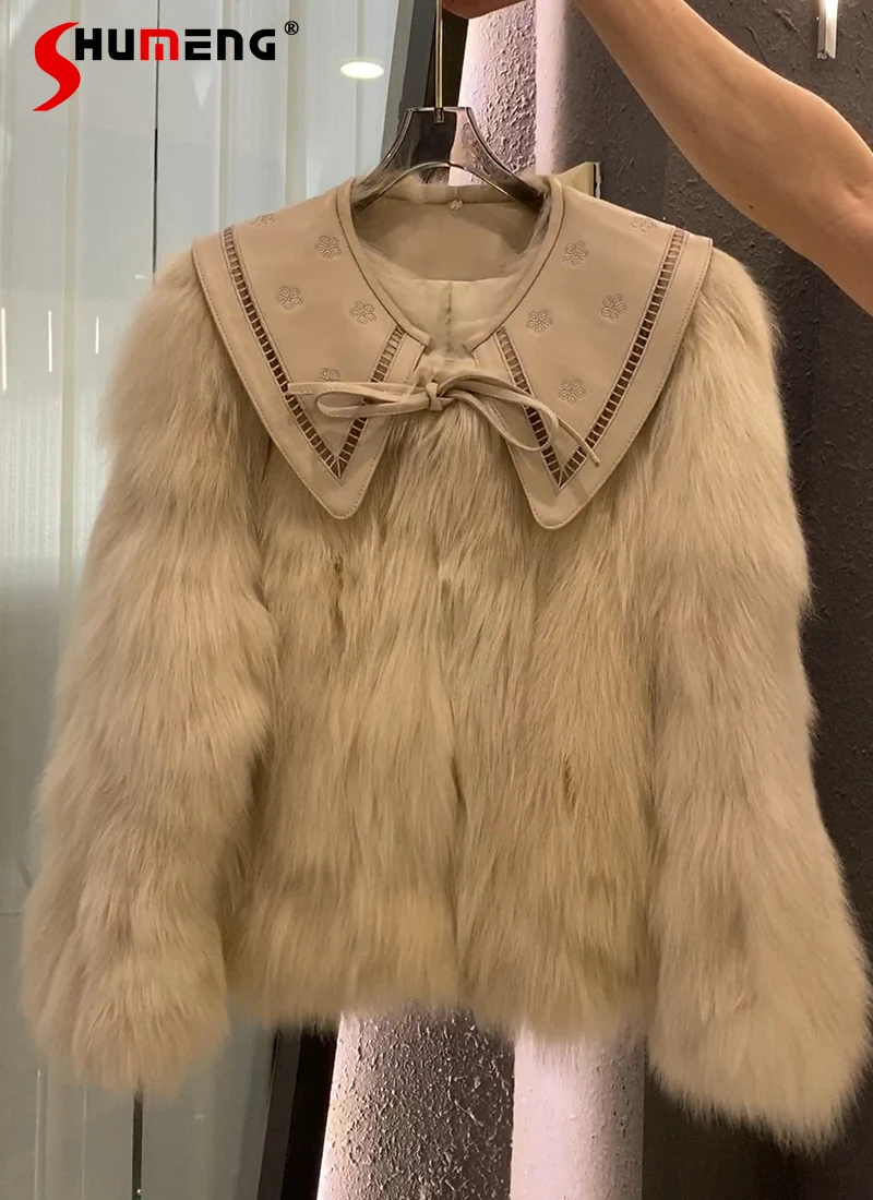 

Women's Brown Furry Imitation Fur Short Coat 2021 New Winter Fashion Large Lapel Collar All-Match Fur Women's Jackets with Fur