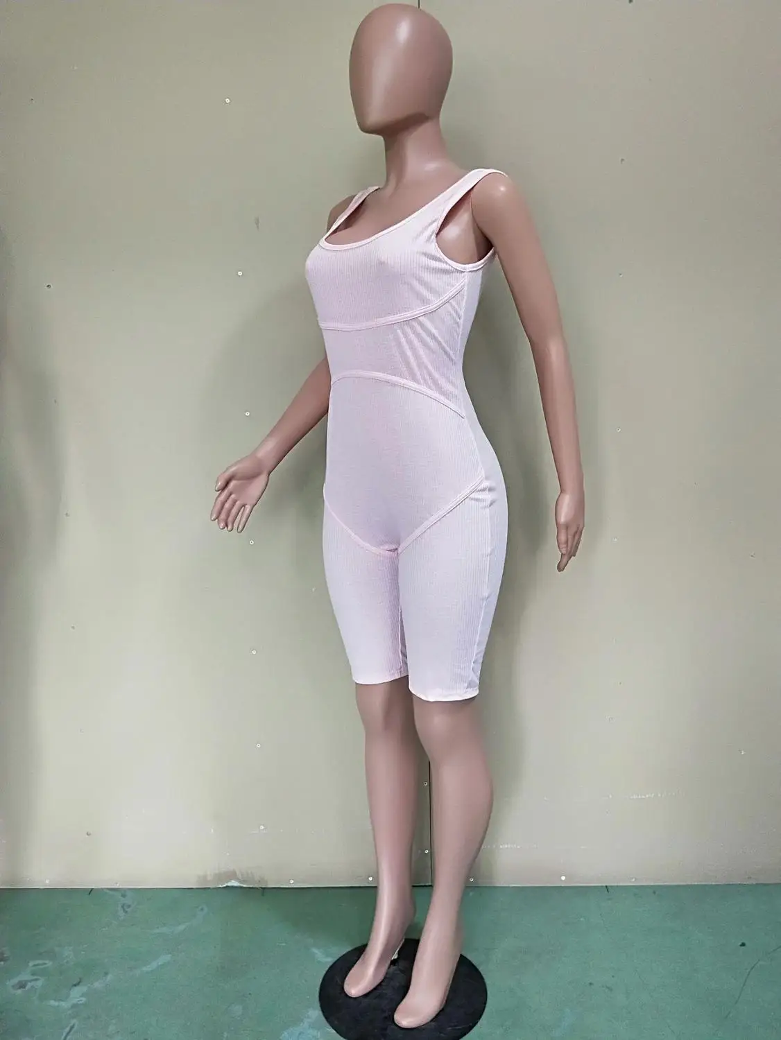 

2020 Knit Ribbed Jumpsuit Sleeveless Skinny Fitness Short Bodysuit Rompers Womens Jumpsuit Summer Clothes For Women