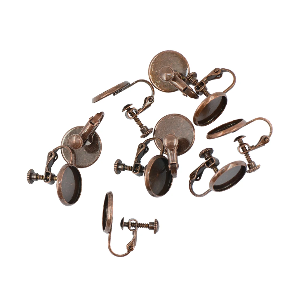 

10 Pcs Clip Earrings With Adjustable Round Empty Bezel Setting Gift For Birthday Anniversary