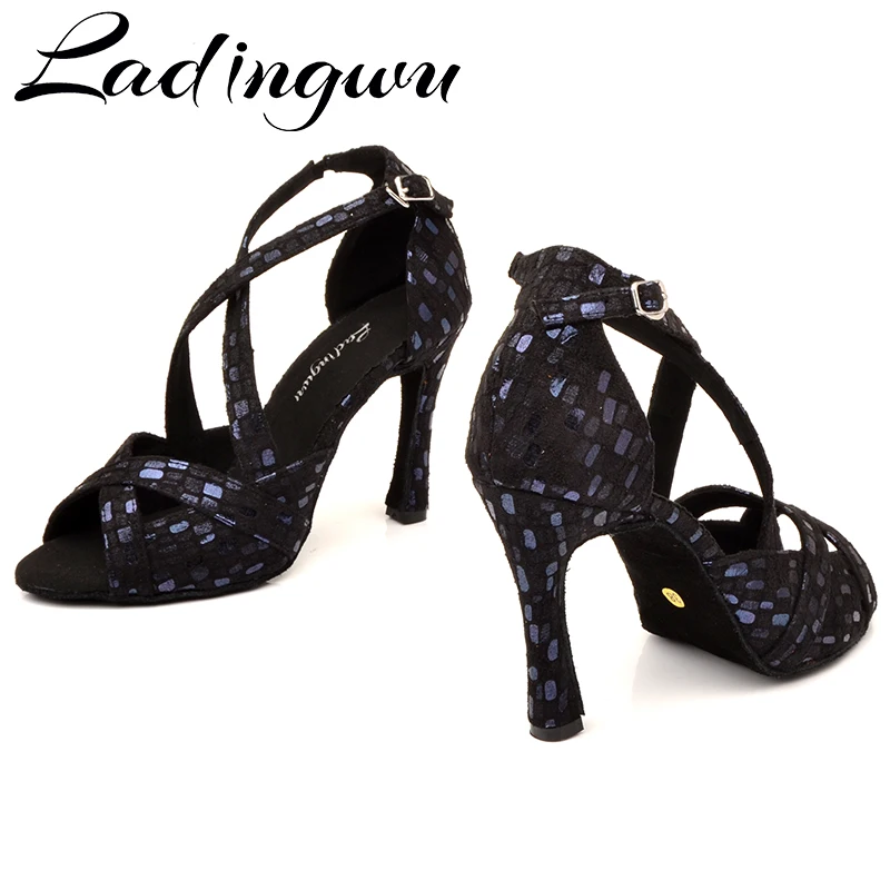 Новые женские туфли для танцев Ladingwu профессиональные бальных черные золотые