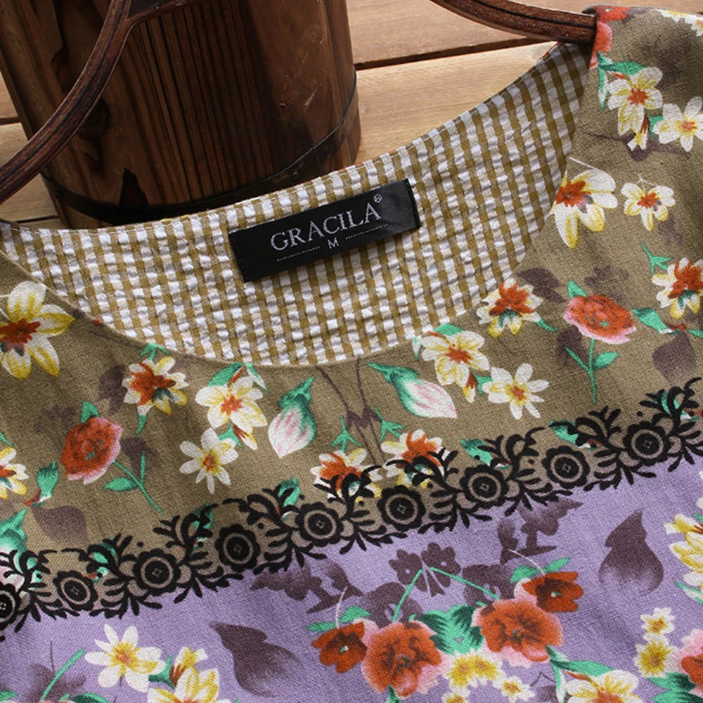 Новинка 2019 женская льняная блузка в стиле ретро асимметричные топы летние