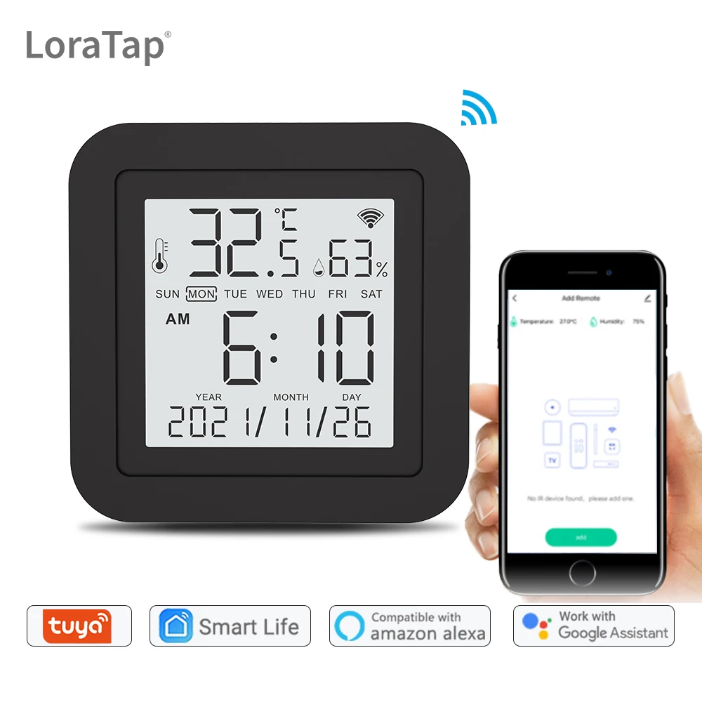 

IR Remote Control Smart Life WiFi Universal Infrared with T&H LCD Screen Tuya for TV DVD AUD AC Works with Alexa Google Home