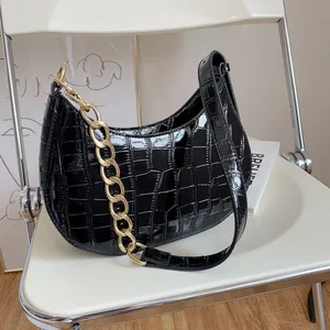 pu leather women designer handbags 2021 new girl shopper purse fashion casual crocodile pattern chain underarm bag shoulder bags free global shipping