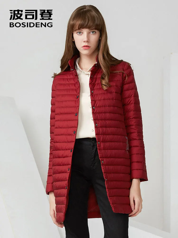 Bosideng длинный высококачественный пуховик с воротником стойкой модный
