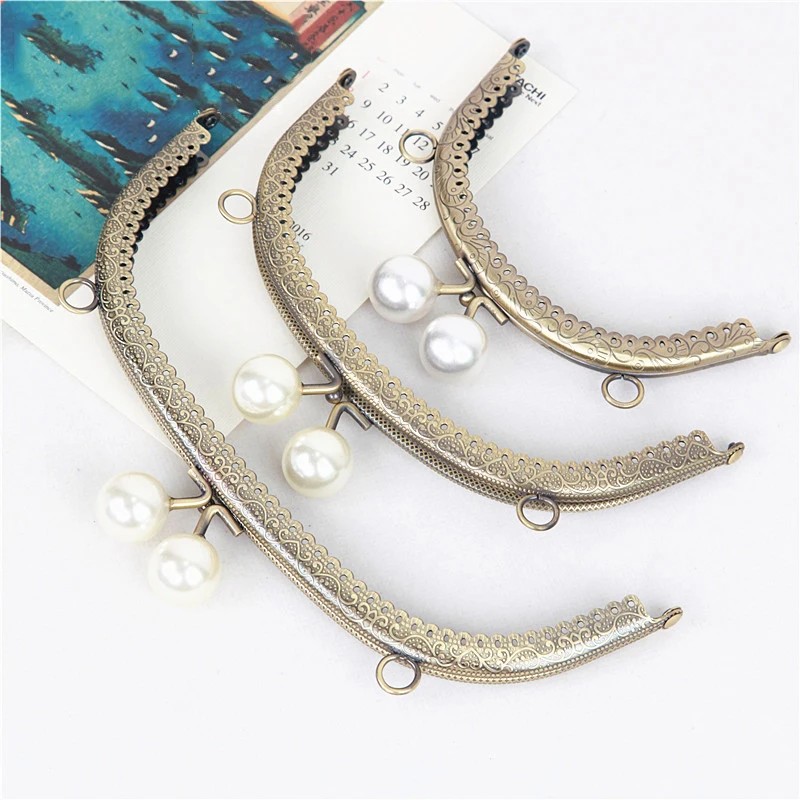 DIY Antique Bronze Pearl Head Metal Purse Frame Handle Kiss Clasp Lock for Bag Sewing Craft Tailor Accessories
