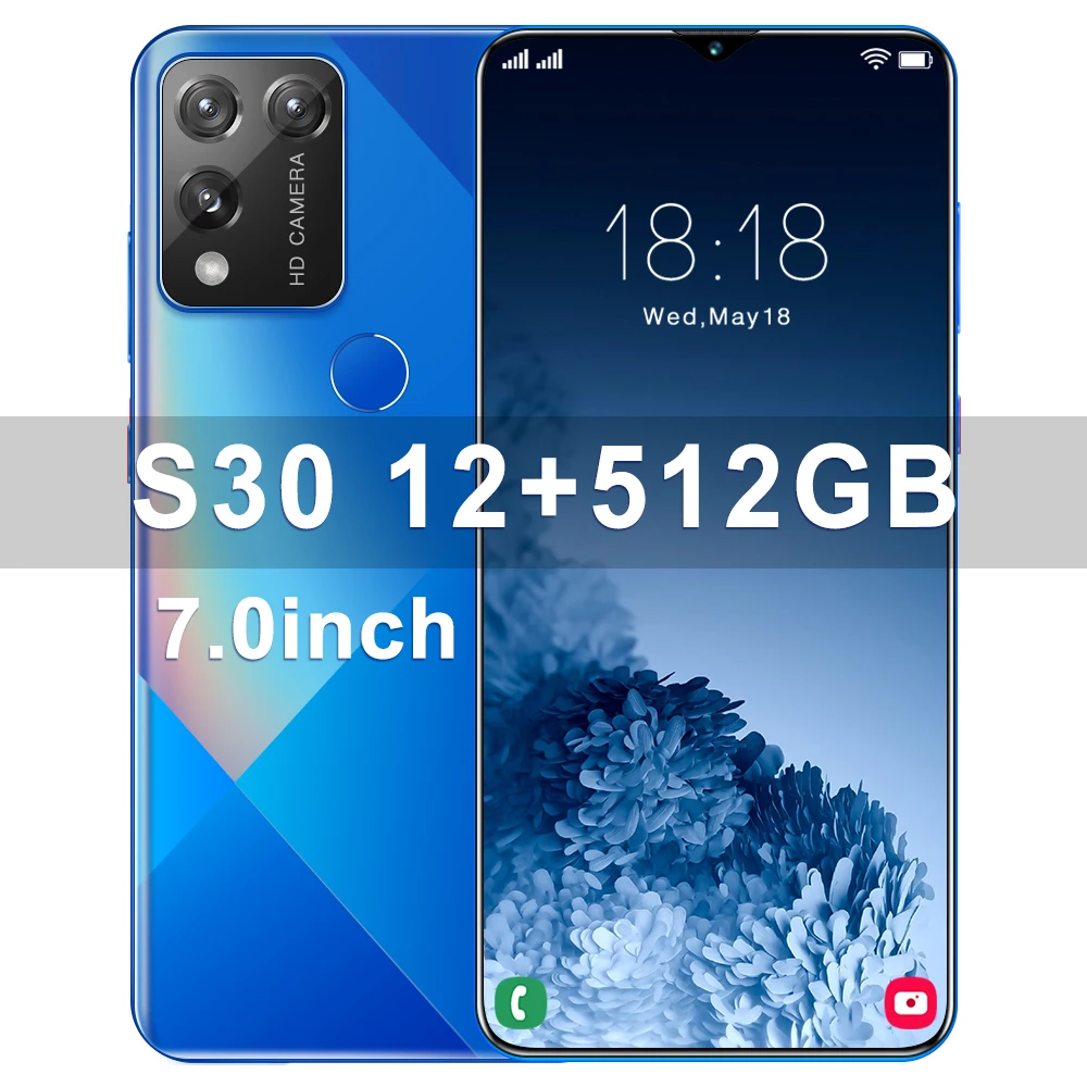 

7.0Inch Big Screen Galax S30 12+512GB Snapdragon888 Deca Core Smartphone Android10.0 5800mAh Big Battery Dual SIM Mobile Phone