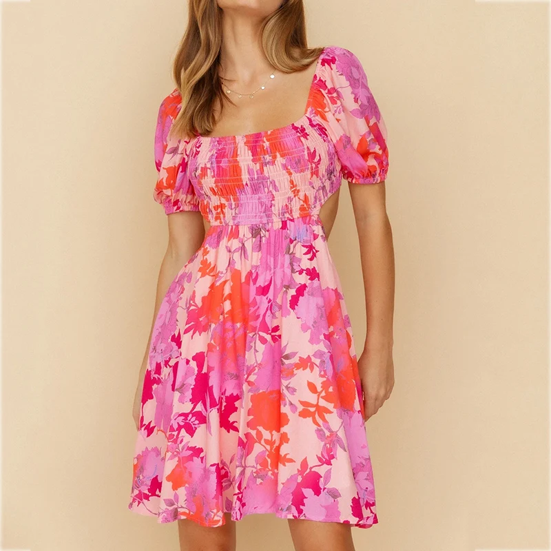 

Женское винтажное пляжное платье с открытой спиной и бантом на талии