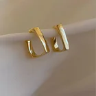 Женские серьги-кольца из нержавеющей стали золотого цвета