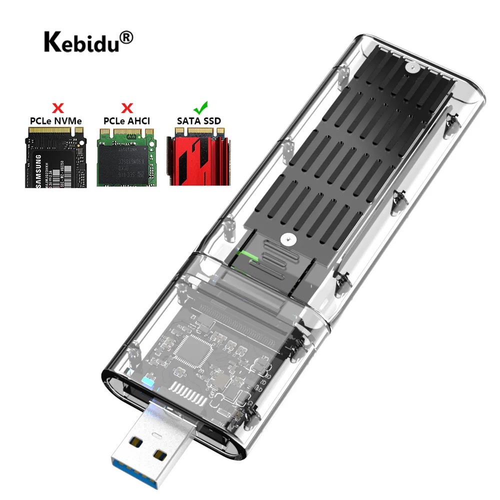Чехол Kebidu M2 SSD SATA шасси M.2 к USB 3 0 адаптер для PCIE NGFF M / B Key диск 2230/2242/2260/2280 мм|Корпус