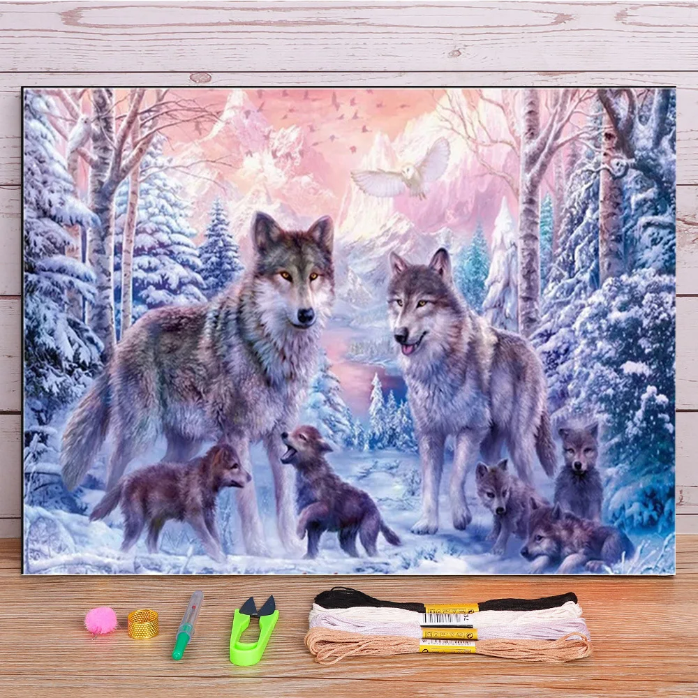 

Animals Winter Wolf Printed 11CT Cross-Stitch Embroidery Patterns DMC Threads Handmade Hobby Handiwork Painting Needle Sales