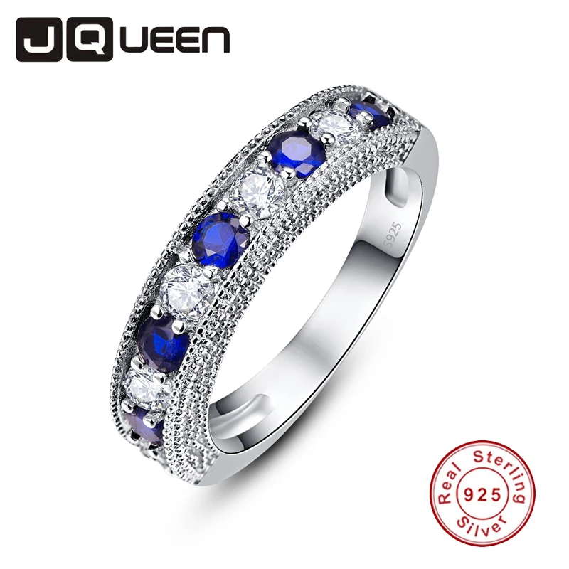 Кольца JQUEEN женские из серебра 925 пробы с белым и синим танзанитом | Украшения