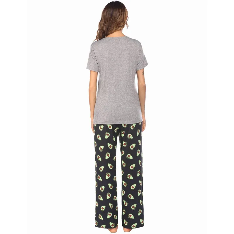 

2021 Summer Pajama Women Casual Short-sleeved Printed Sleepwear Pajama Suit For Women Pajama Two-piece Set Pijamas w