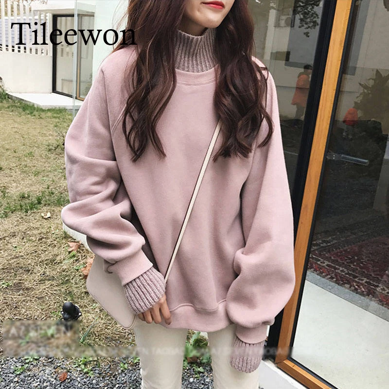 New Pink Girls Cute Spring Sweater Women Fashion Casual Lovely Solid Black Vintage Loose Long Sleeve Pullover Sweaters | Женская одежда