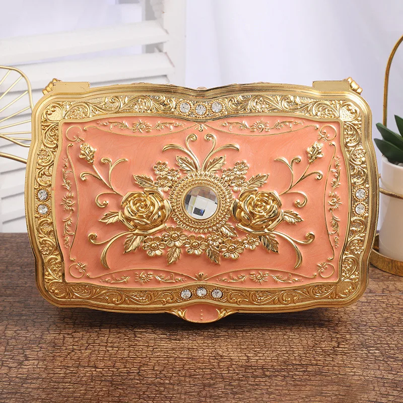 Creative Rectangular Jewelry Storage Box With Mirror European-style Finish Organizer Jewelry Decorative Ring Necklace Bracelet
