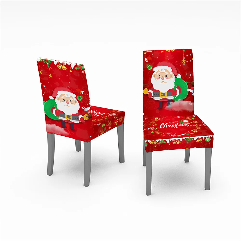 

New Christmas Spandex Chair Cover Elastic Dining Chair Slipcover Seat Protector Stretch Removable Chair Covers Christmas Gifs