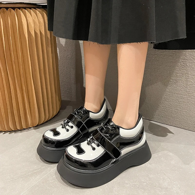 

Туфли дерби женские, кожаная обувь на платформе, криперы, римские, средний каблук, осень-лето 2021
