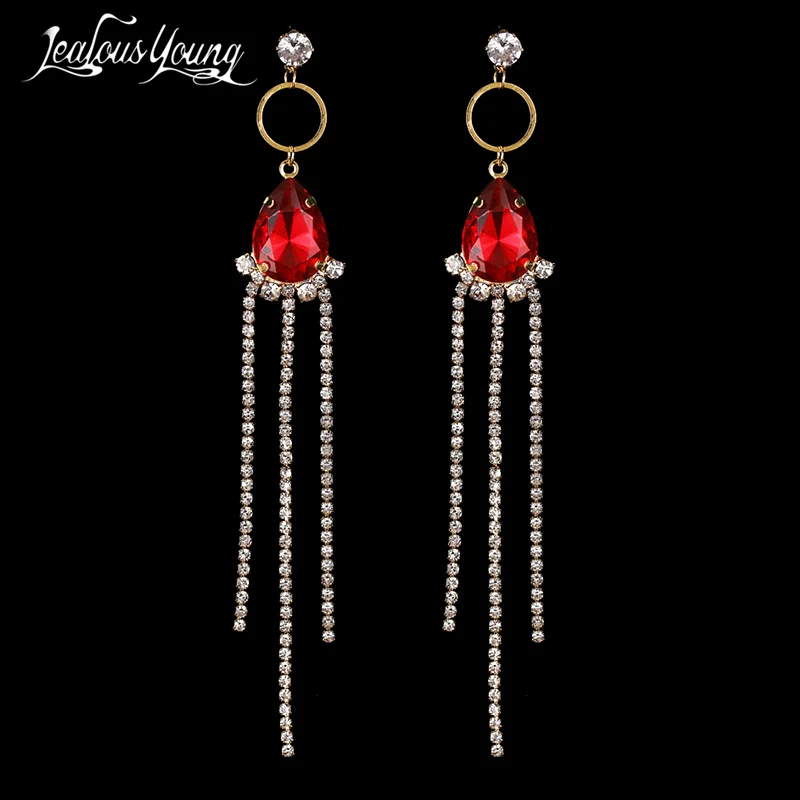 Новые длинные Винтажные серьги с кисточками брендовые красные большие висячие