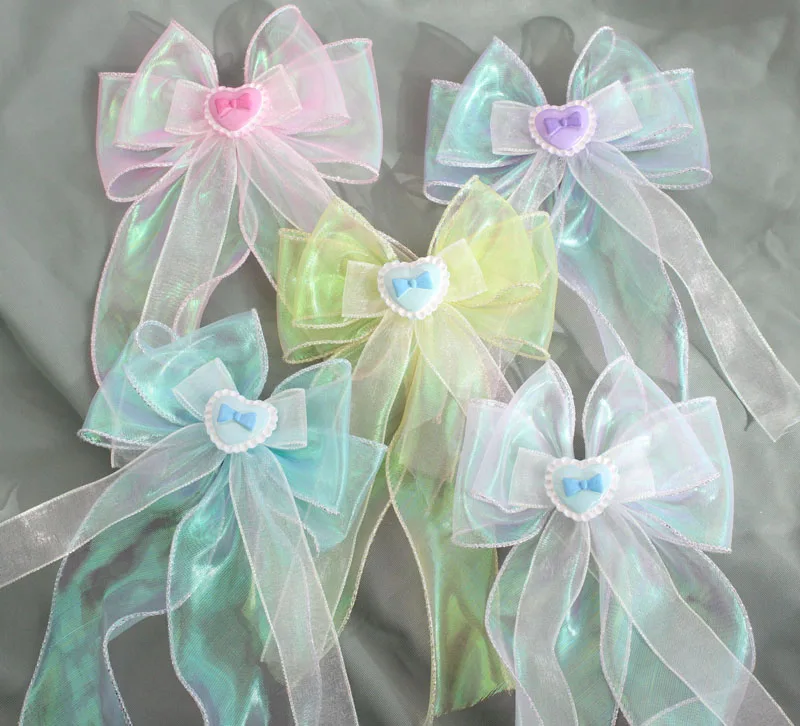 Заколка для волос ручной работы с большим бантом волшебного цвета