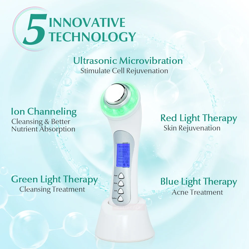 Beste 5 In 1 Ultrasone Huidverstrakking Thuisgebruik Devices3MHZ Cavitatie Machine Gezicht Photon Therapie Ion Galvanische Vet Brander Massager