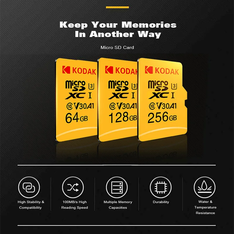 Карта памяти Kodak Micro SD высокоскоростная 256 ГБ класс 10 U3 4K карта флэш sd|Карты памяти|