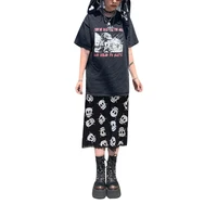 hirigin women y2k gothic skirt fashion with skull leopard print high waist version straight design summer clothing