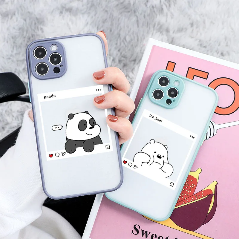 Милые Мультяшные чехлы с маленьким медведем и пандой для iPhone 13 12 11 Pro Max Mini Coque X XR XS 7