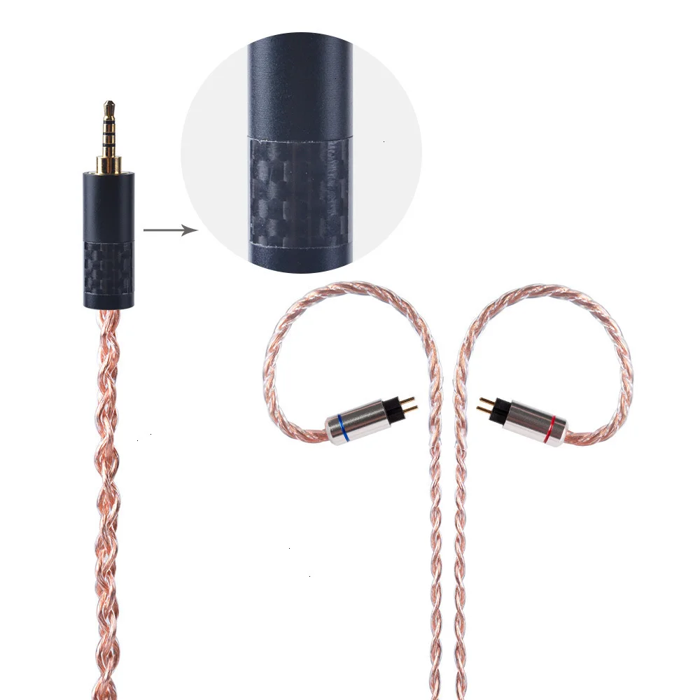 AK OFHC 24 AWG 6N высокой чистоты Медь кабель 2,5/3,5/4,4 мм балансный кабель для наушников с разъемом MMCX из Тайваня для HQ8 олова T2