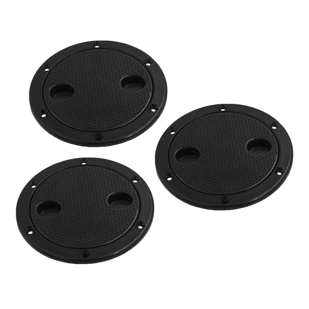 

3 Pieces Marine Boat RV Black 4 inch Hatch Cover Twist Screw Out Deck Plate