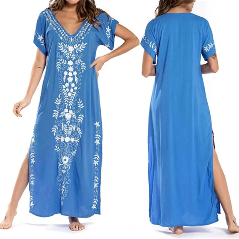 Q790-blue-904 Пляжная накидка, кафтаны, саронг, купальный костюм, накидка, Пляжное парео, купальник, накидка, женская одежда для плавания, Пляжная туника# Q904 - Цвет: Q790-blue-904