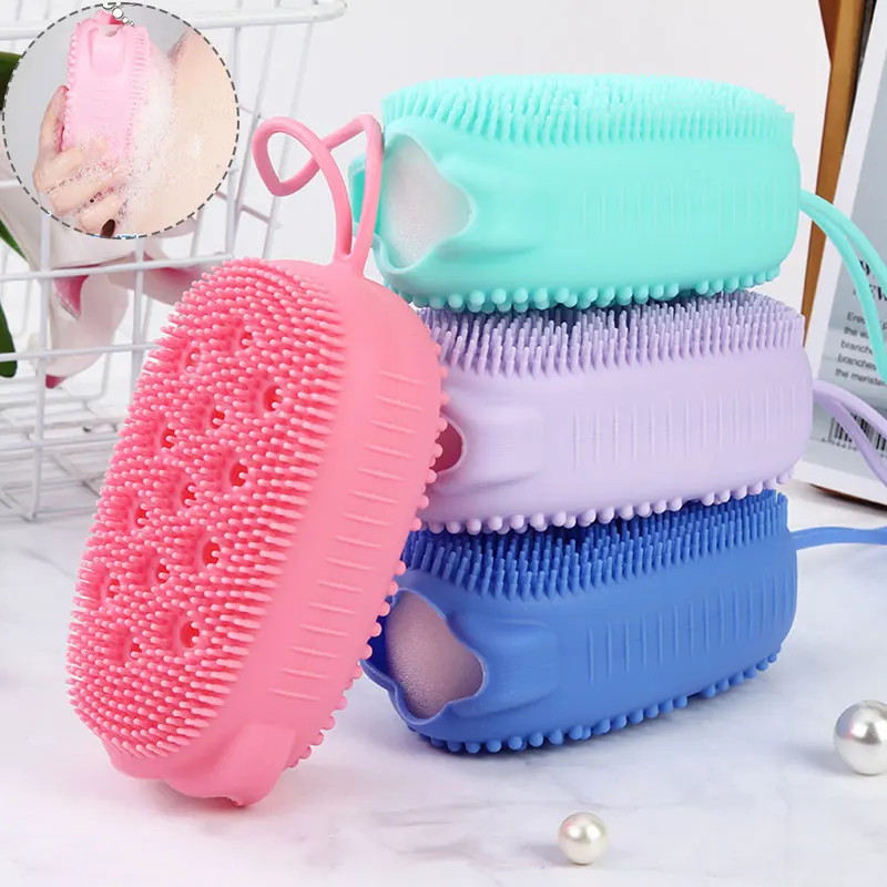 

New Massage Brush Silicone Backrubbing Skin Clean Double-Sided Creative Shower Brush Body Scrubber Bathroom Cleaning Tools