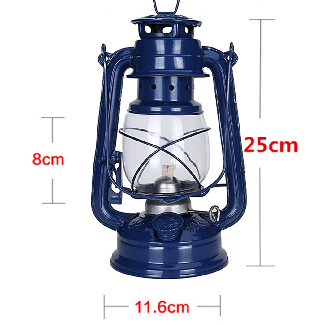 

25cm Vintage Kerosene Lamp Portable Outdoor Emergency Survival Tool Camping Tent Light Hanging Lantern Decor Retro Light