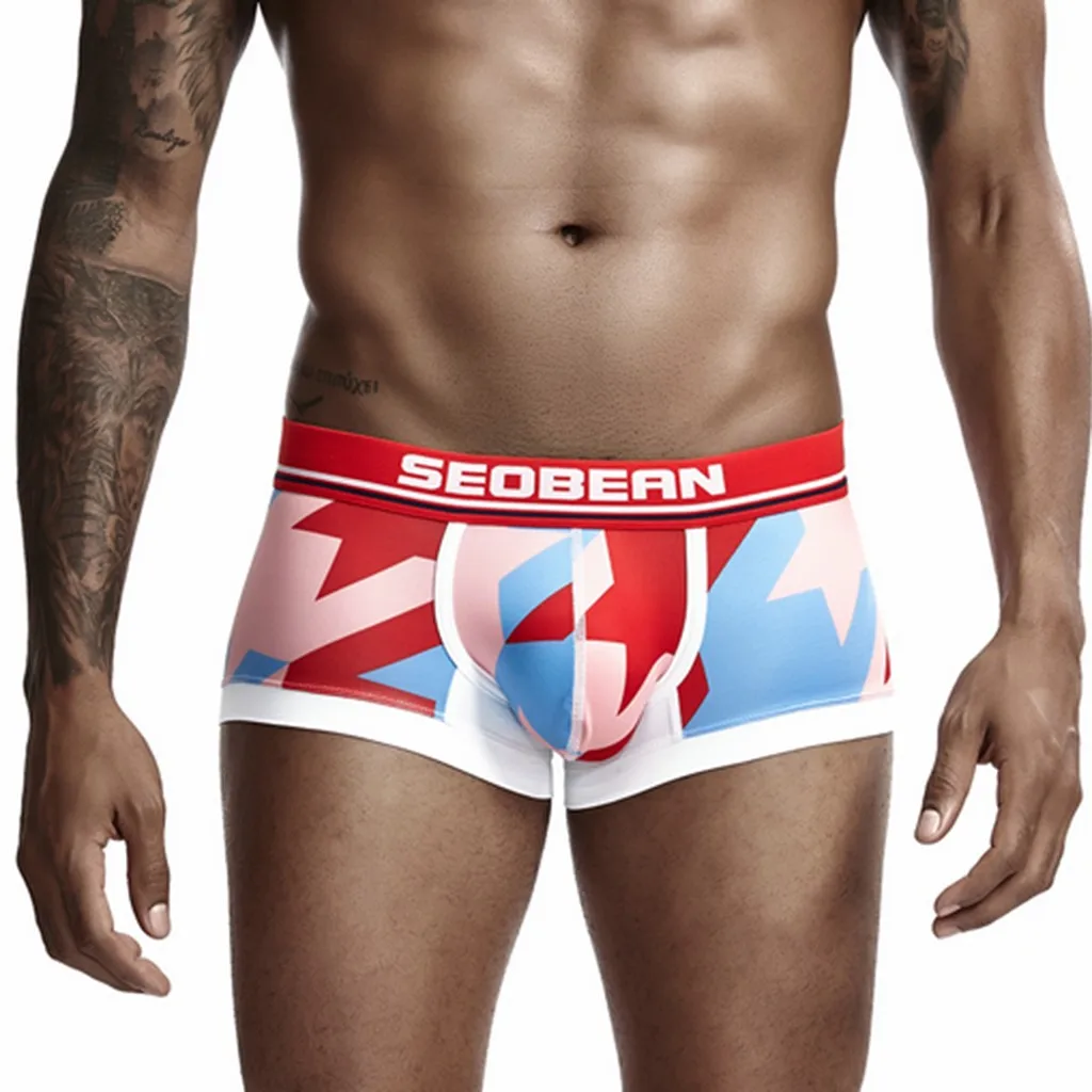 Мужские трусы боксеры в стиле пэчворк черные с принтом карманом нижнее белье для