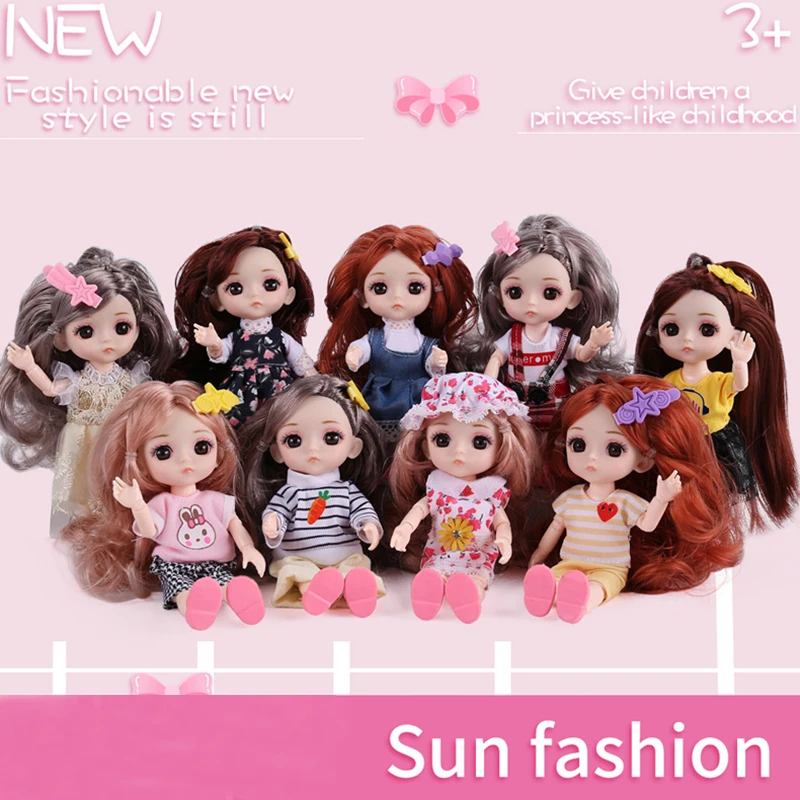 

16CM BJD Princess Doll 1/12 Doll 13 Articulated Doll Gift Beauty Fashion Long Hair Makeup Body Doll DIY Game House