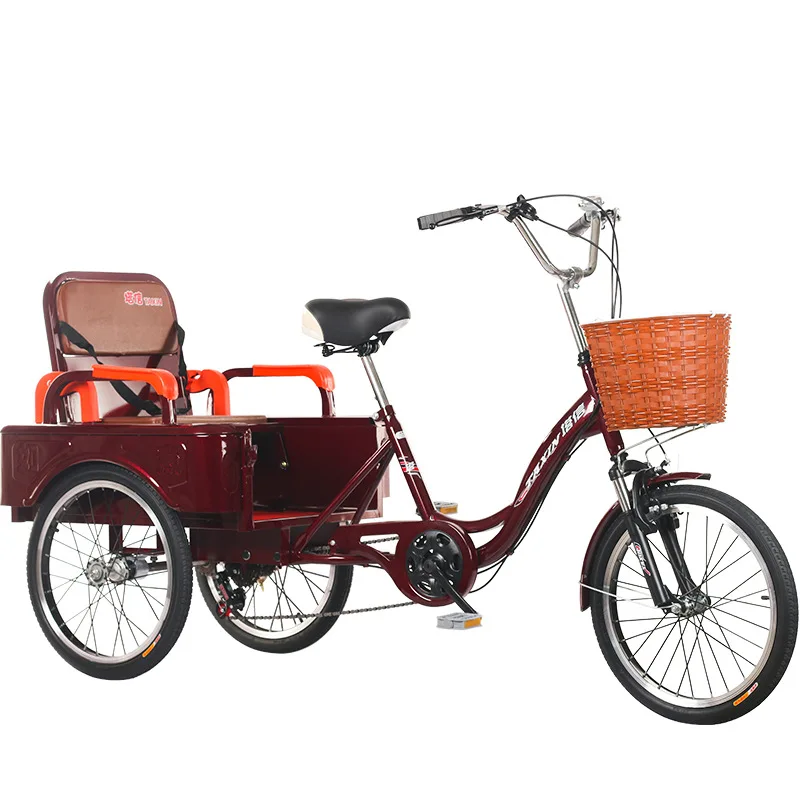 

Elderly pedals human tricycles leisure variable speed tricycles adults to pick up children loose and comfortable