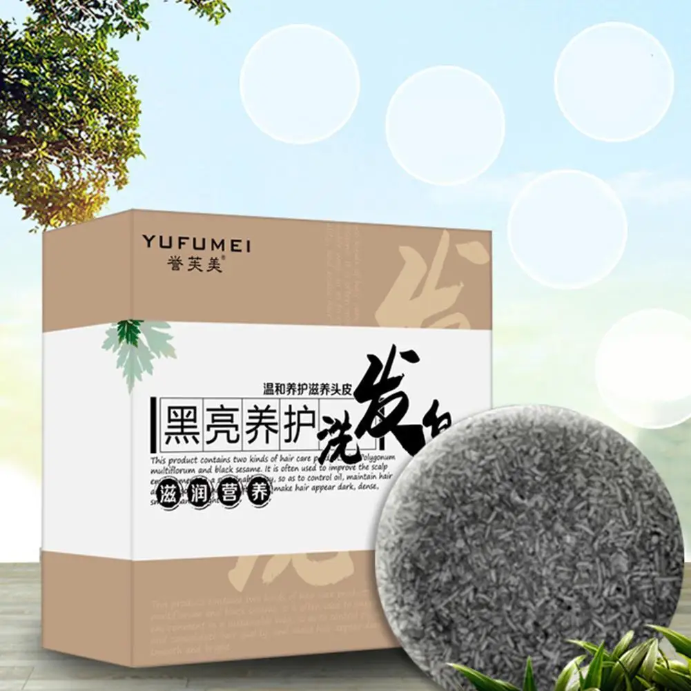

Shampoo Soap Polygonum Multiflorum Oil Control Anti-Dandruff Maintenance Sesame Bright Soothing Black Cleansing Scalp Black H7X2