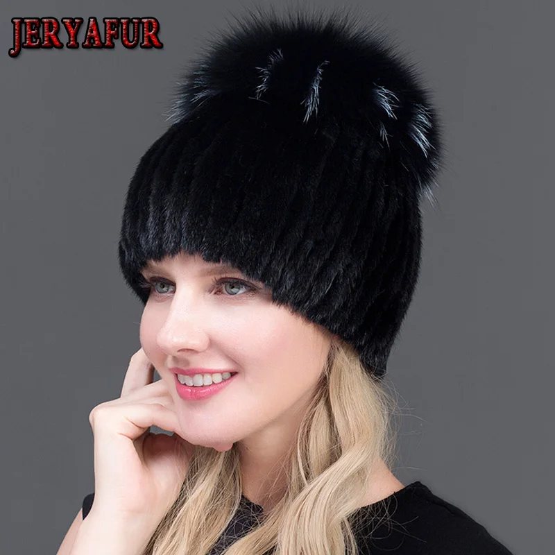 Шапка из меха норки с лисьим мехом зимняя теплая | Аксессуары для одежды