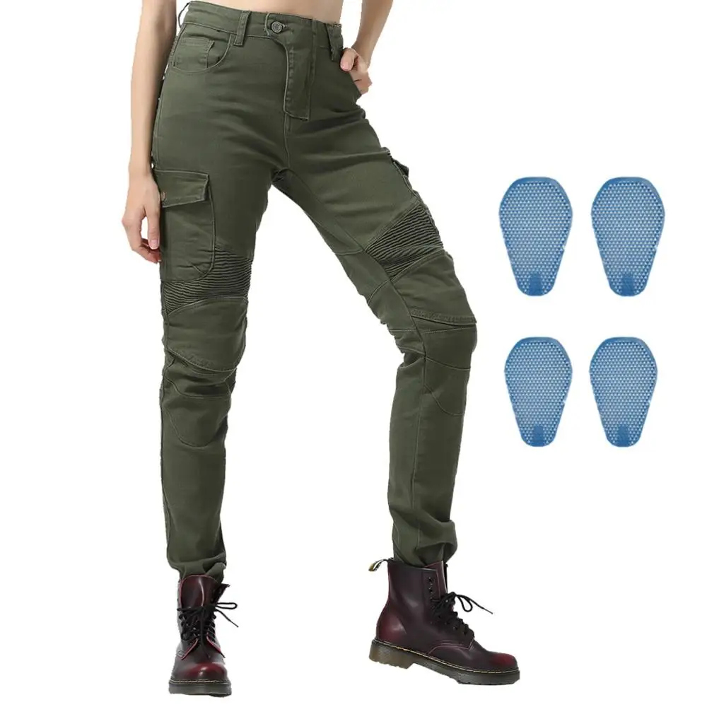 Байкерские джинсы для женщин мотоциклетные штаны верховой езды 4 X съемные