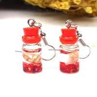 korean statement earrings transparent glass bottle conch colored crystal dangle drop earrings for women earings fashion jewelry