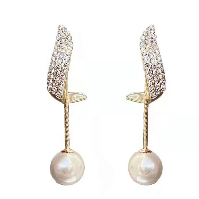 

2022 New Trendy Elegant Simulated Pearl Tassel Drop Earrings For Women Vintage Crystal Rhinestone Dangle Earring Fashion Jewelry